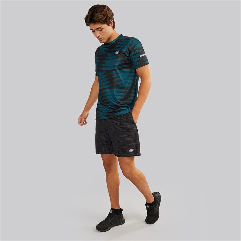 New Balance Mens Sport Essentials Printed 7 Inch Running Shorts Black - Image 4