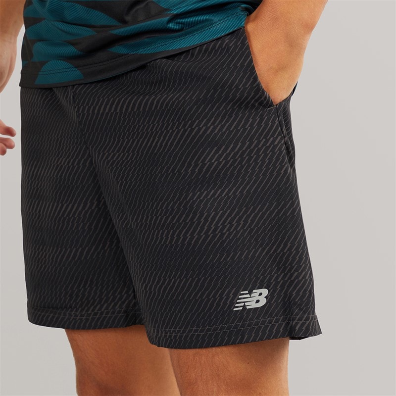 New Balance Mens Sport Essentials Printed 7 Inch Running Shorts Black - Image 5