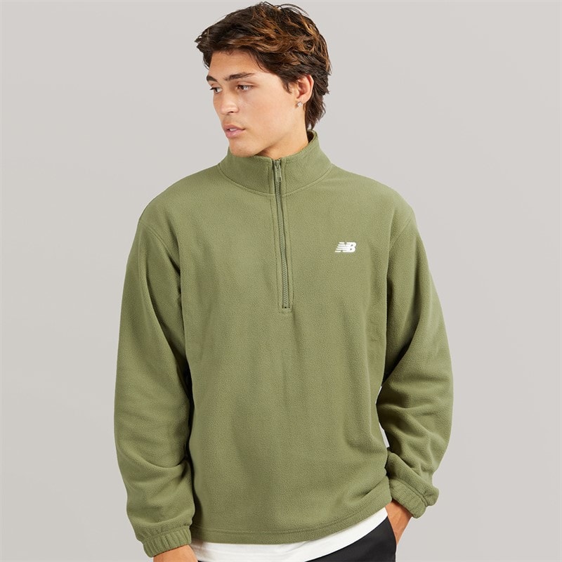 New Balance Mens Sport Essentials 1/2 Zip Polar Fleece Light Khaki Green