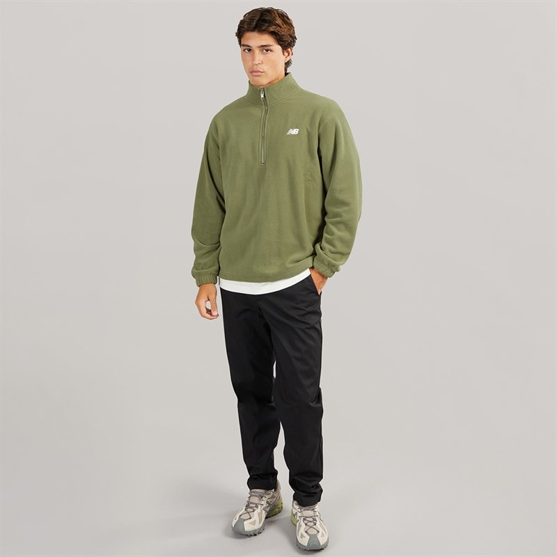 New Balance Mens Sport Essentials 1/2 Zip Polar Fleece Light Khaki Green - Image 4