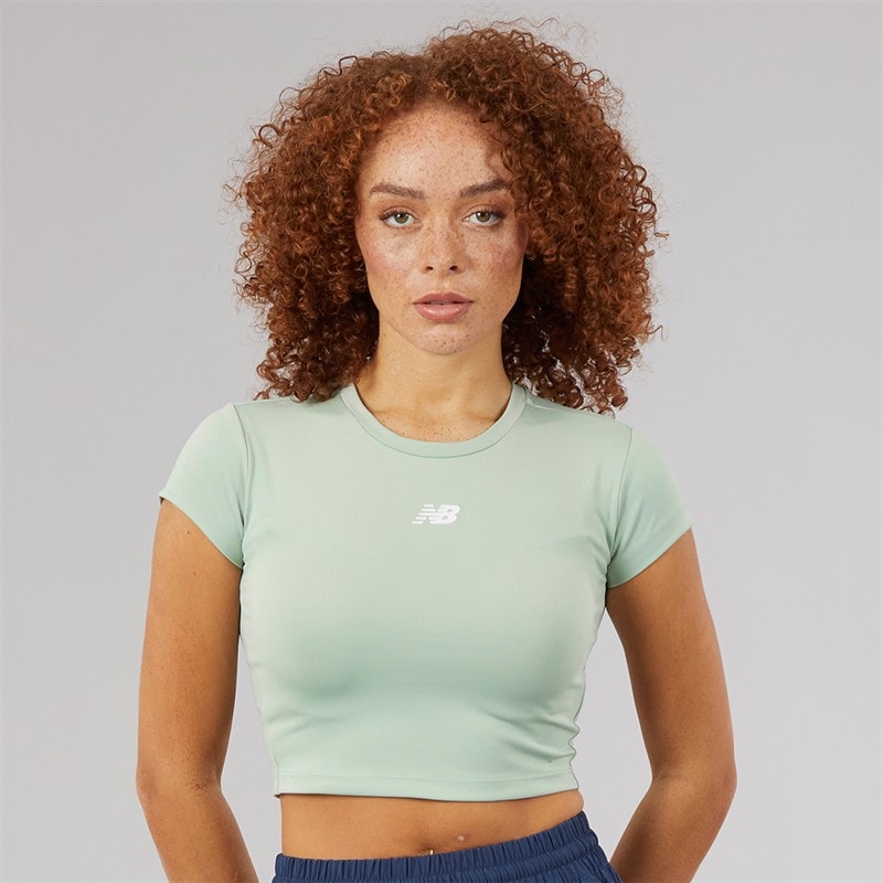 New Balance Womens Fitted Cropped T-Shirt Mountain Teal