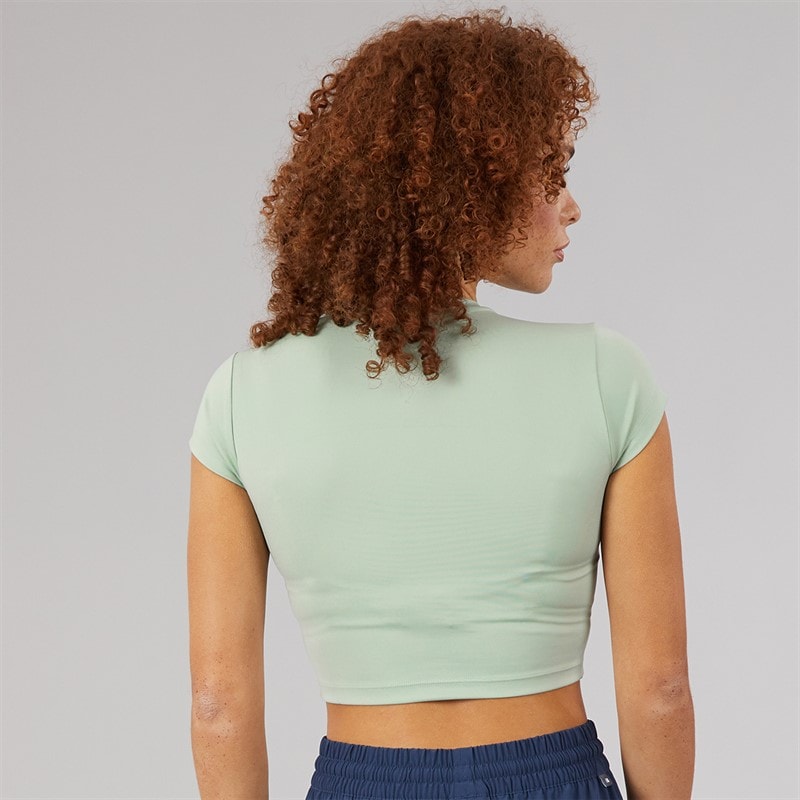 New Balance Womens Fitted Cropped T-Shirt Mountain Teal - Image 2