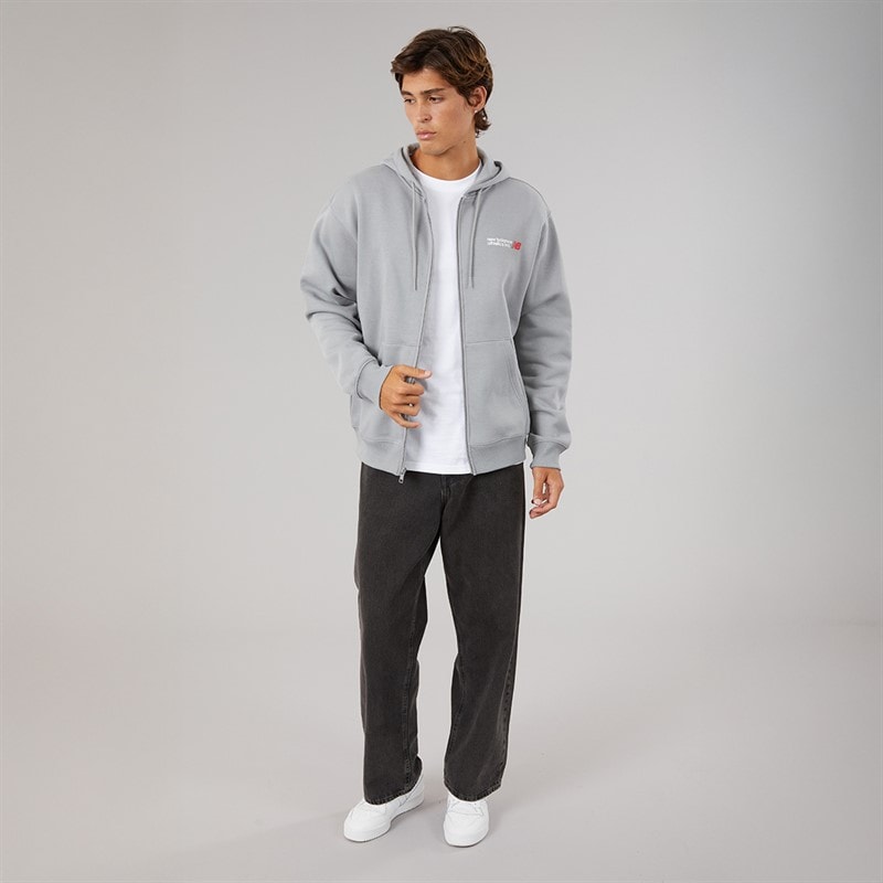 New Balance Mens Tone Logo Full Zip Hoodie Grey - Image 4