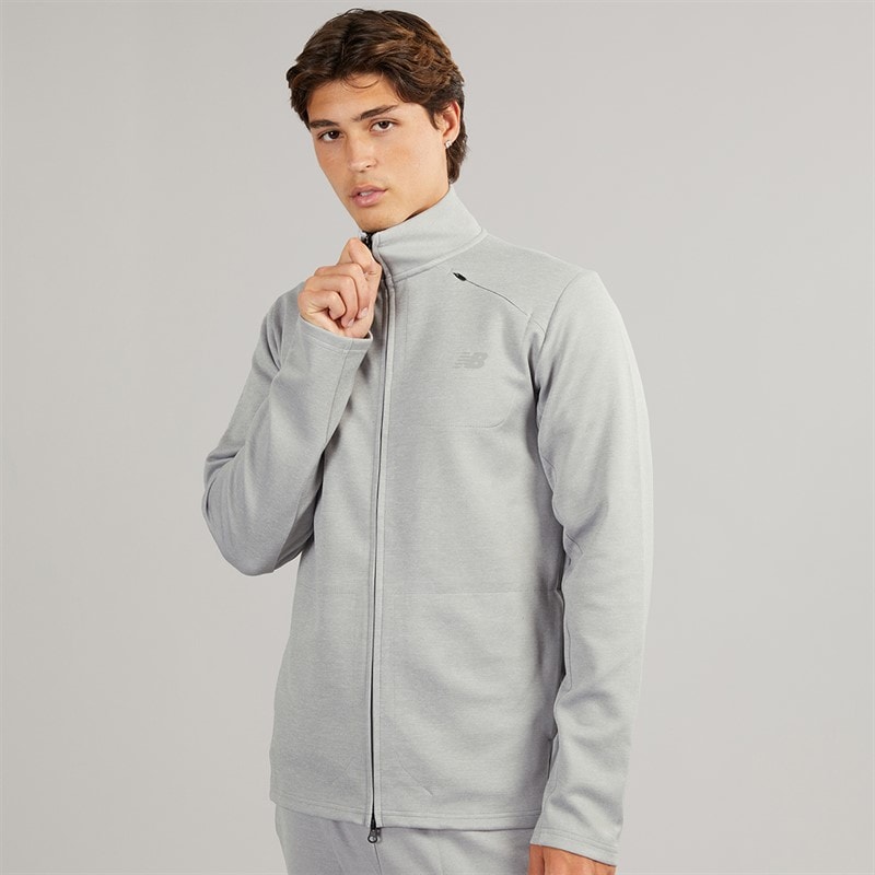 New Balance Mens Tech Knit Training Full Zip Track Jacket Athletic Grey