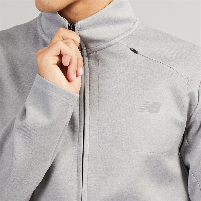New Balance Mens Tech Knit Training Full Zip Track Jacket Athletic Grey - Image 3