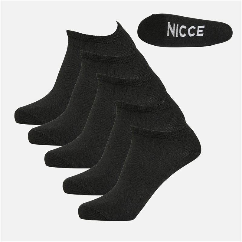 NICCE Boys Welles Five Pack Trainer Liner Socks Black - Image 1
