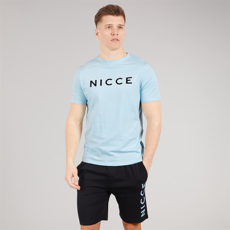NICCE Mens Aberdeen T-Shirt And Shorts Lounge Co-Ord Black - Image 1