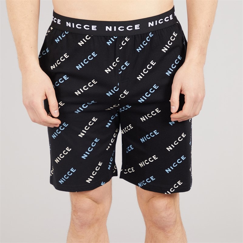 NICCE Mens Bradberry T-Shirt And Shorts Lounge Co-Ord Black AOP - Image 3