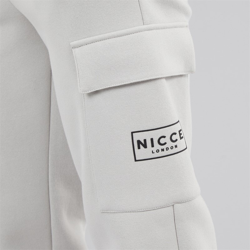 NICCE Mens Calbo Cargo Joggers Chalk Grey - Image 3