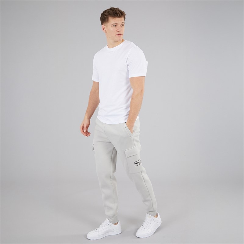 NICCE Mens Calbo Cargo Joggers Chalk Grey - Image 4