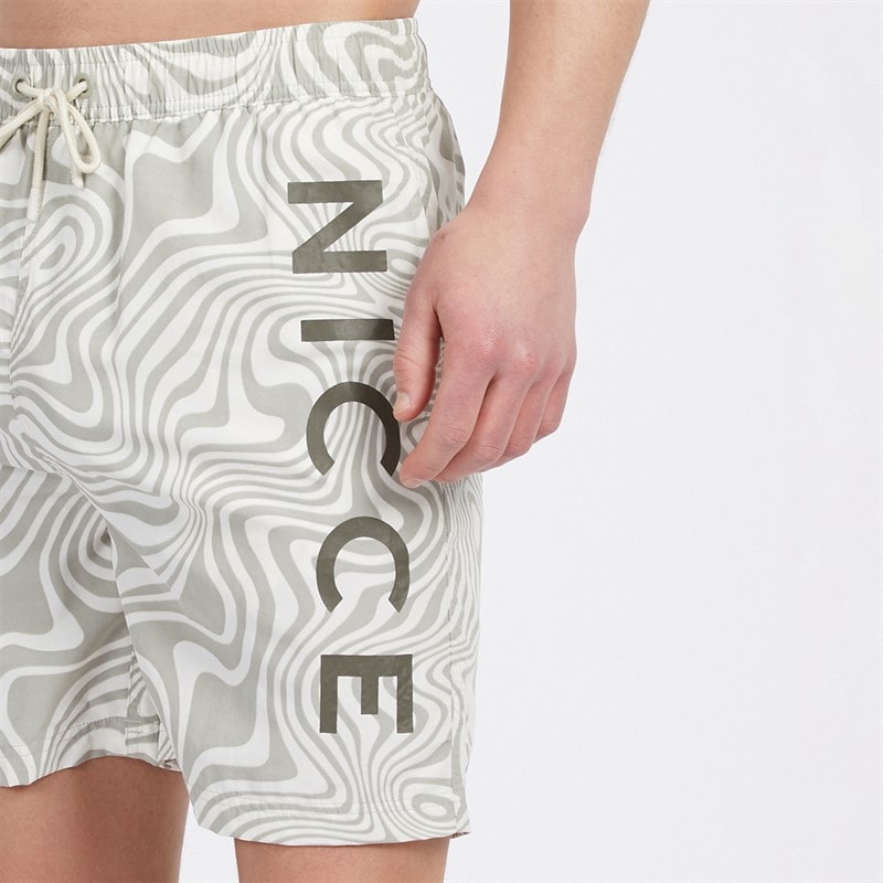 NICCE Mens Kedro AOP Swim Shorts Sage/Ivory - Image 3