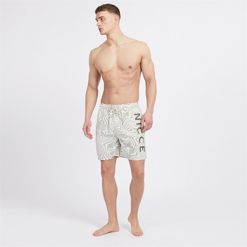 NICCE Mens Kedro AOP Swim Shorts Sage/Ivory - Image 4