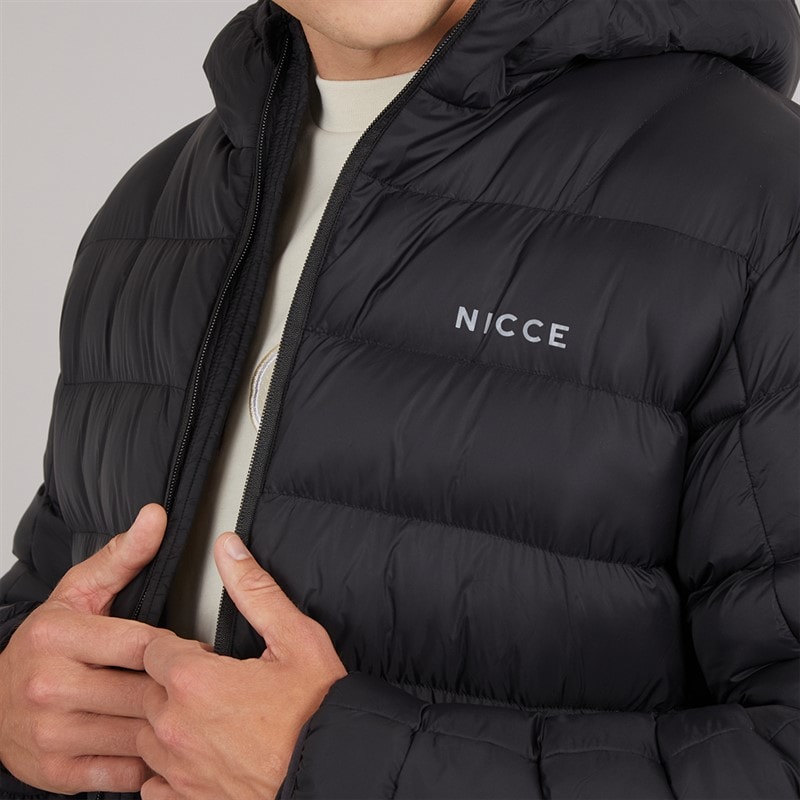 NICCE Mens Rodders Longline Puffer Jacket Black - Image 3