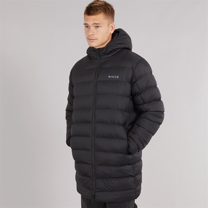NICCE Mens Rodders Longline Puffer Jacket Black - Image 4