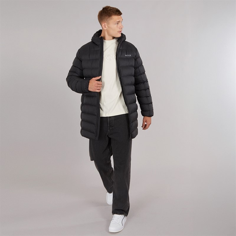 NICCE Mens Rodders Longline Puffer Jacket Black - Image 5