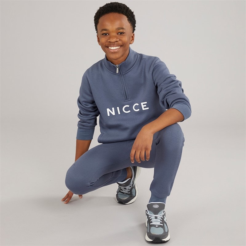 NICCE Boys Naldo B 1/4 Zip Sweatshirt Indigo - Image 3