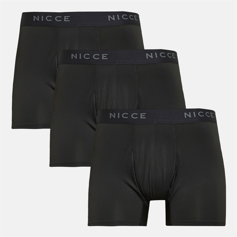 NICCE Mens Walcher Three Pack Microfibre Boxer Shorts Black - Image 1