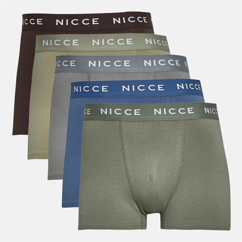 NICCE Mens Tyril Five Pack Boxer Shorts Element Blue/Grey Stone/Coffee/Sage/Circular Grey - Image 1