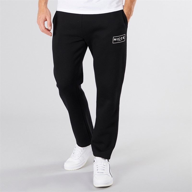 NICCE Mens Wide Leg Open Hem Joggers Black