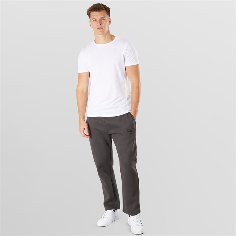 NICCE Mens Wide Leg Open Hem Joggers Coal - Image 3