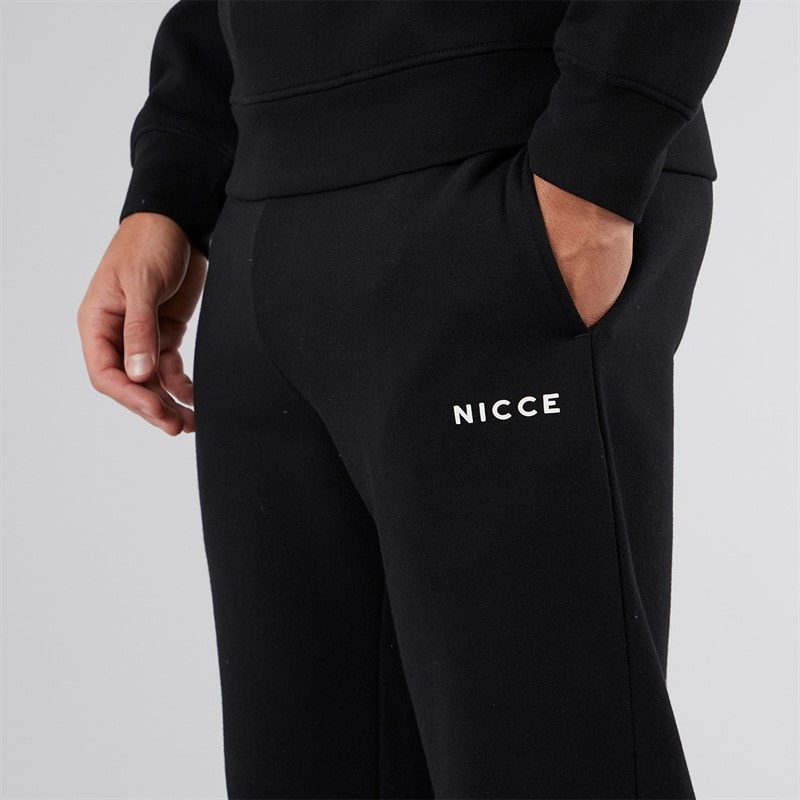 NICCE Mens Hemmi Crew Sweatshirt And Open Hem Joggers Tracksuit Black - Image 3