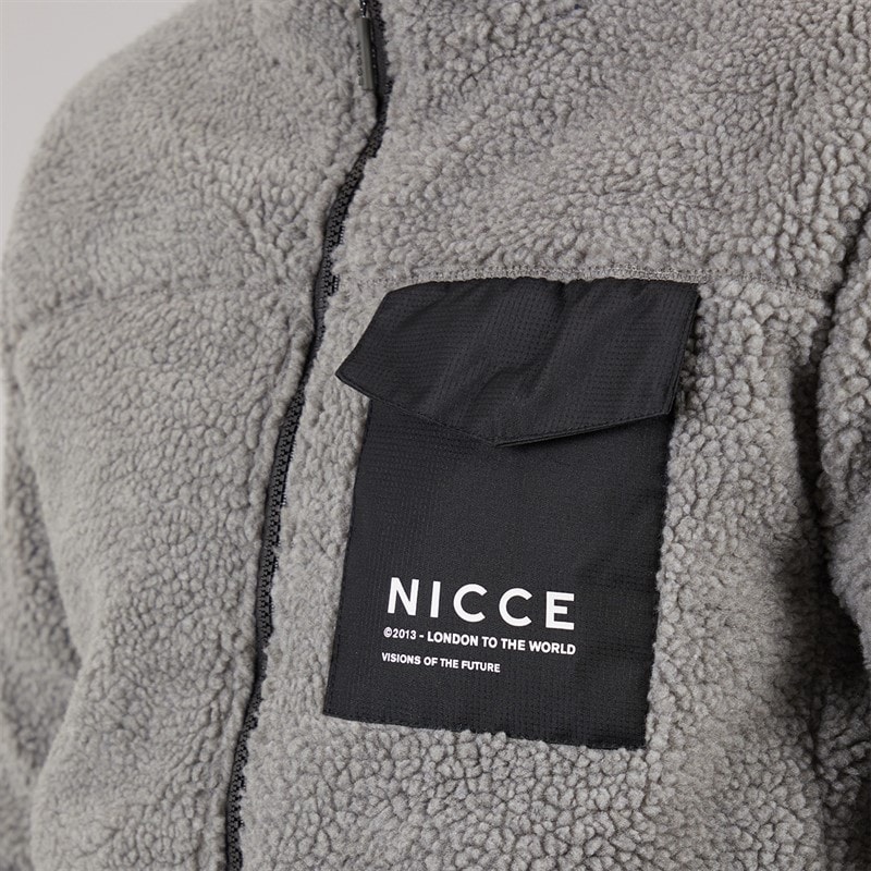 NICCE Mens Yappa Zip Through Hooded Borg Fleece Circular Grey - Image 3