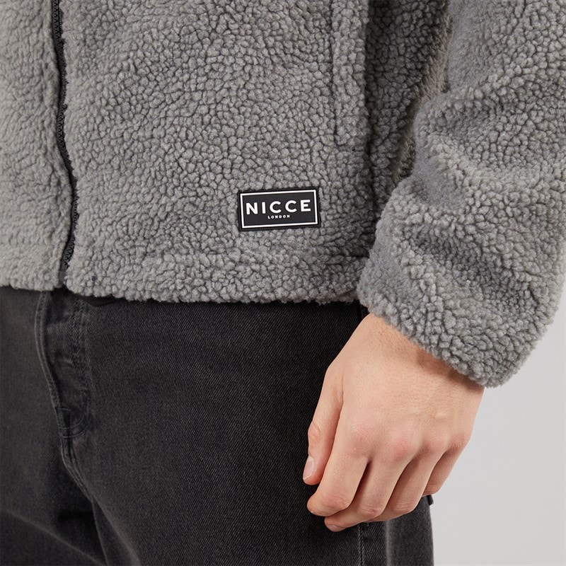 NICCE Mens Yappa Zip Through Hooded Borg Fleece Circular Grey - Image 5