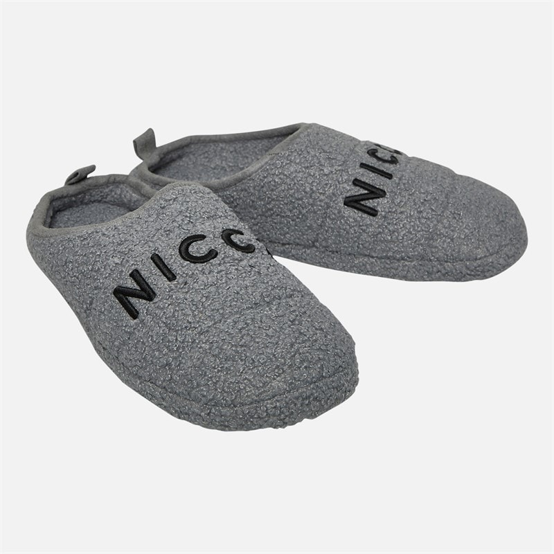 NICCE Mens Kensin Borg Mule Slippers Grey - Image 1