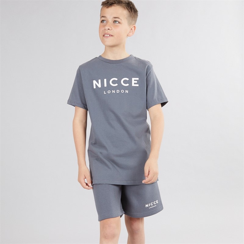 NICCE Boys Dohen T-Shirt And Shorts Set Steel Grey