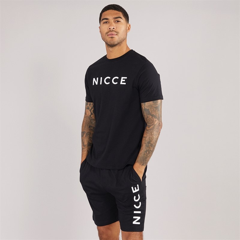 NICCE Mens Rowan T-Shirt And Shorts Lounge Set Black - Image 1