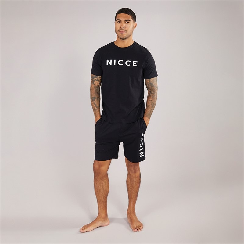 NICCE Mens Rowan T-Shirt And Shorts Lounge Set Black - Image 4
