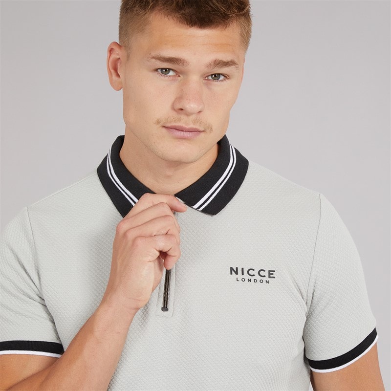 NICCE Mens Shoran Polo Shirt Chalk Grey - Image 3