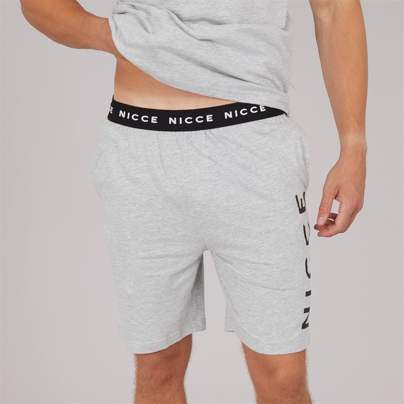 NICCE Mens Rowan T-Shirt And Shorts Lounge Set Grey Marl - Image 3