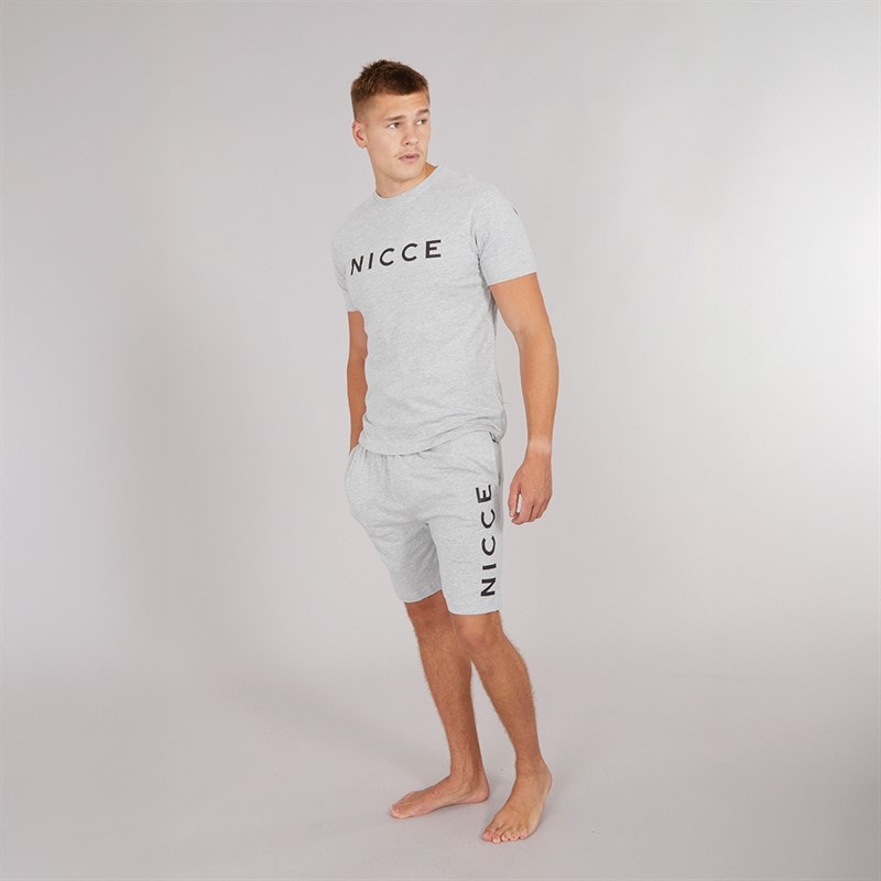 NICCE Mens Rowan T-Shirt And Shorts Lounge Set Grey Marl - Image 4