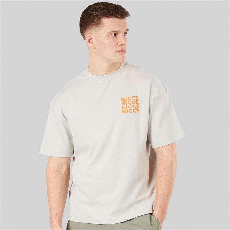 NICCE Mens Kimeno Oversized T-Shirt Chalk Grey - Image 2