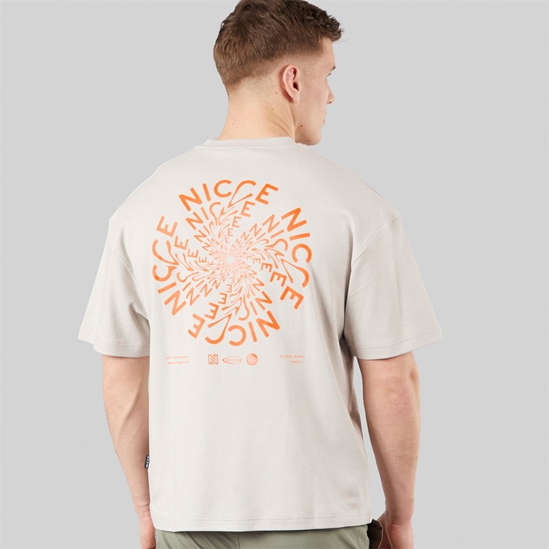 NICCE Mens Kimeno Oversized T-Shirt Chalk Grey - Image 3