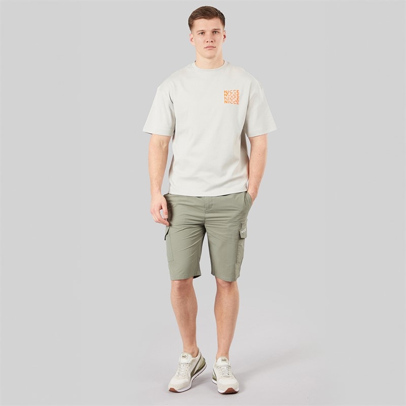 NICCE Mens Kimeno Oversized T-Shirt Chalk Grey - Image 4