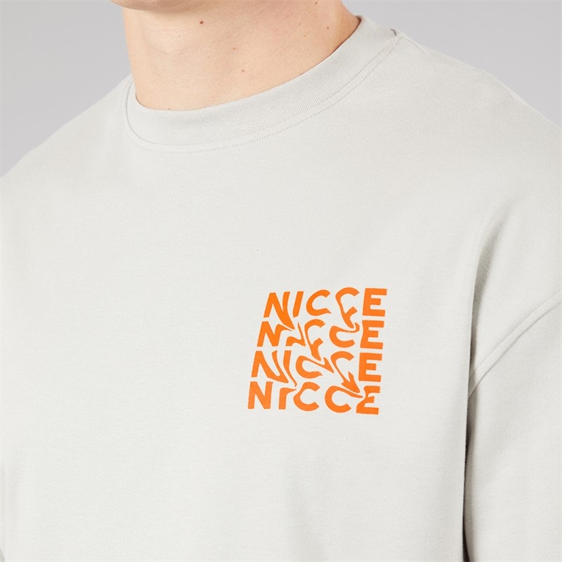 NICCE Mens Kimeno Oversized T-Shirt Chalk Grey - Image 5