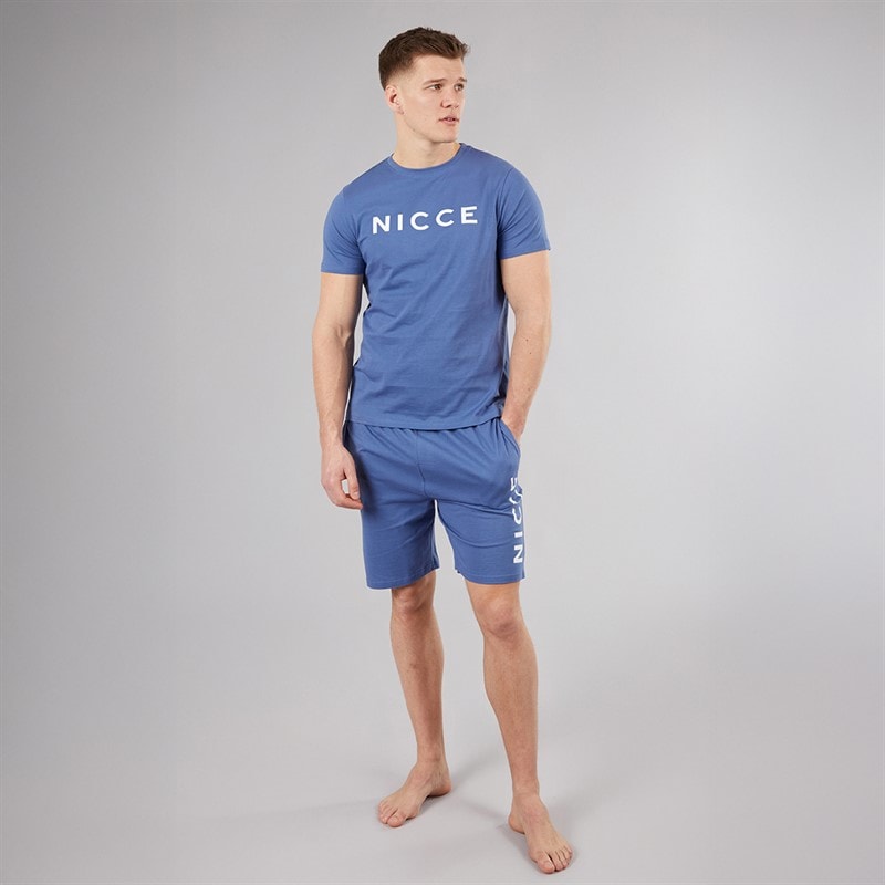 NICCE Mens Rowan T-Shirt And Shorts Lounge Set Blue - Image 4