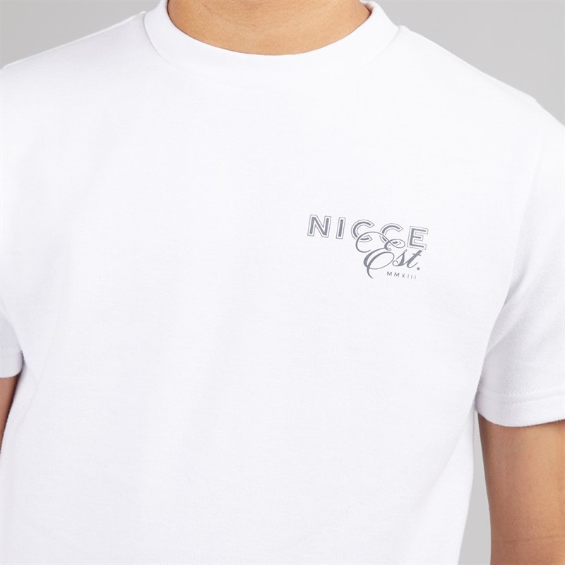 NICCE Junior Boys Sagit T-Shirt and Shorts Set White/Future Grey - Image 3