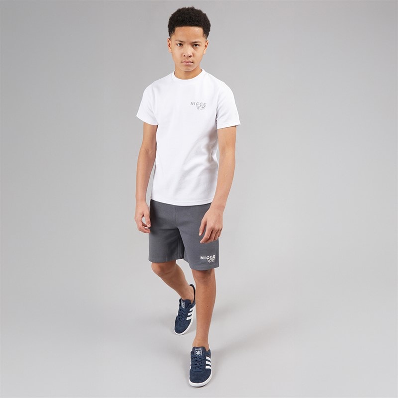 NICCE Junior Boys Sagit T-Shirt and Shorts Set White/Future Grey - Image 4