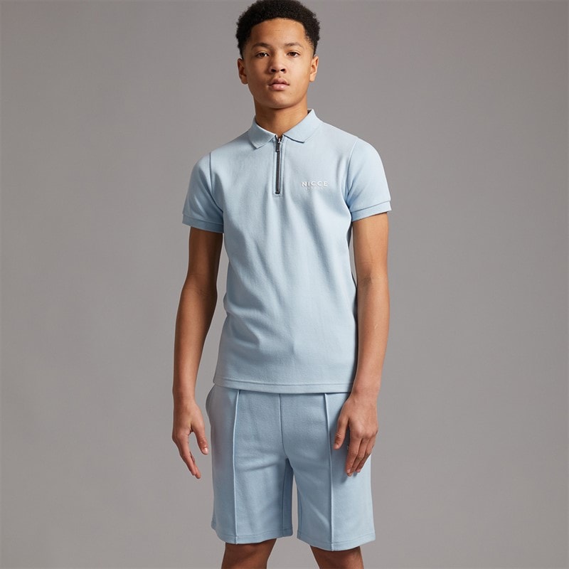 NICCE Boys Costee Polo Shirt And Shorts Set Blue Aura - Image 1