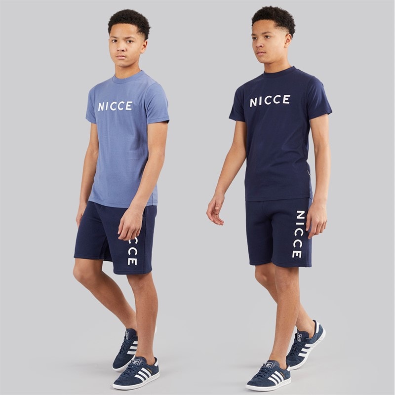 NICCE Boys Corlon Two Pack T-Shirt And Jog Shorts Set Dark Navy/ Element Blue Dark Navy/Element Blue - Image 1