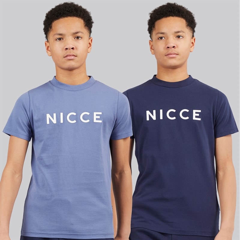 NICCE Boys Corlon Two Pack T-Shirt And Jog Shorts Set Dark Navy/ Element Blue Dark Navy/Element Blue - Image 2