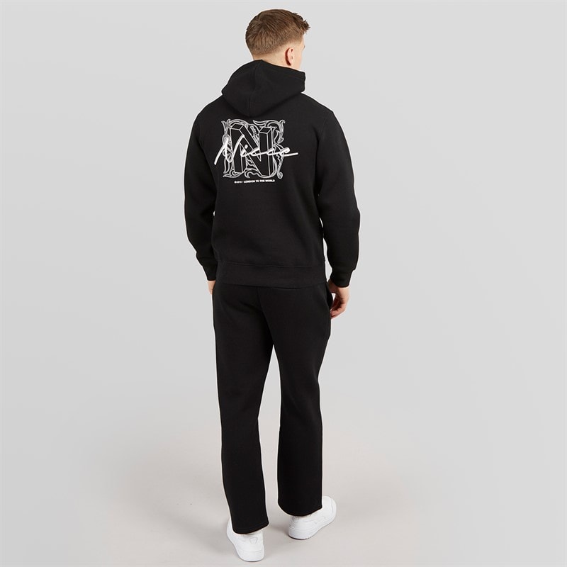 NICCE Mens Cozwei Hoodie And Open Hem Joggers Tracksuit Black - Image 2