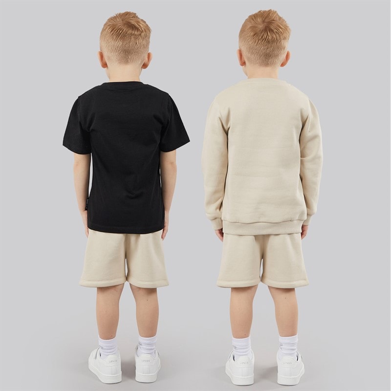 NICCE Boys Sweatshirt Shorts And T-Shirt Set Beige/Black - Image 2