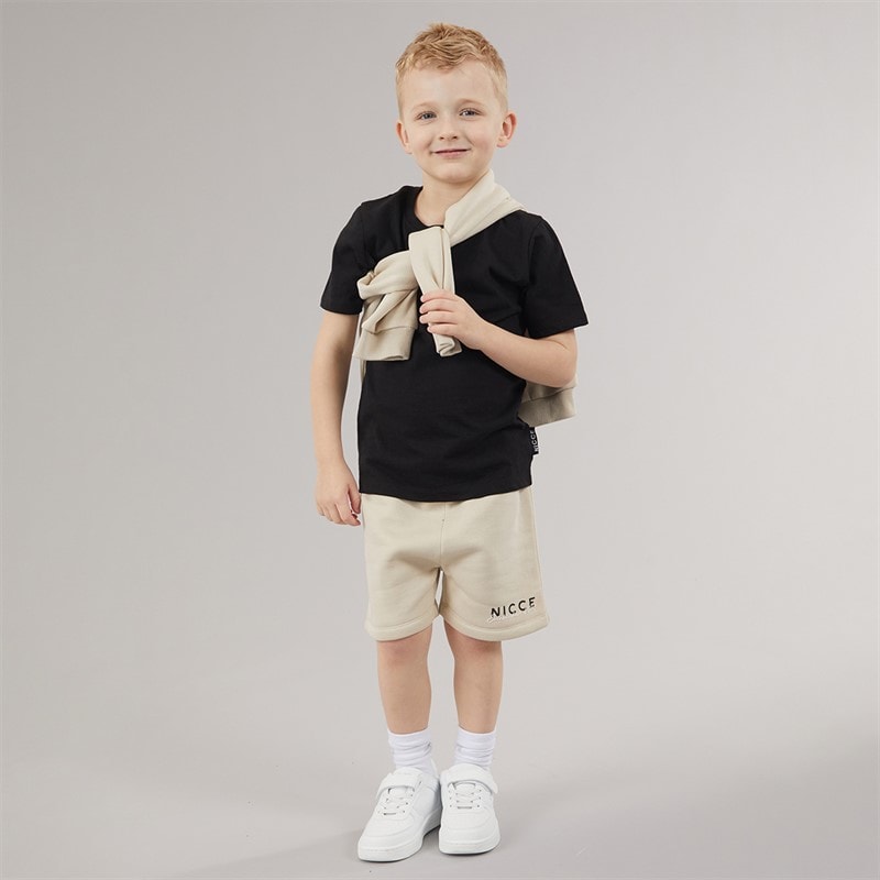 NICCE Boys Sweatshirt Shorts And T-Shirt Set Beige/Black - Image 3