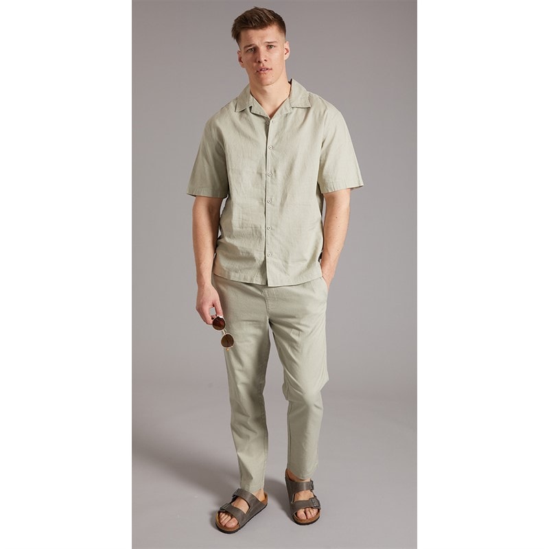 NICCE Mens Linee Linen Elasticated Waist Pants Grey Stone - Image 3