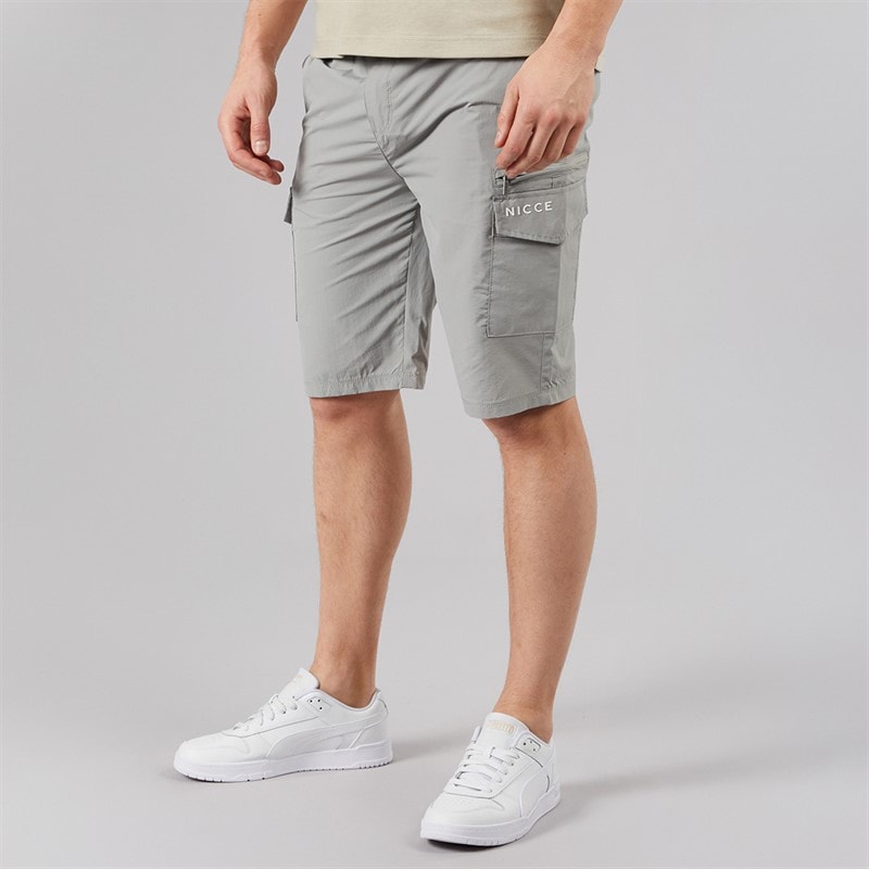 NICCE Mens Humva Cargo Shorts Circular Grey