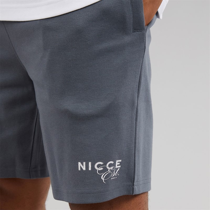 NICCE Mens Lovera Oversized T-Shirt And Jog Shorts Set White/Future Grey - Image 5